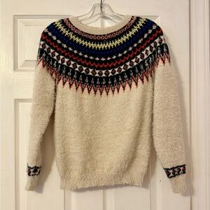 Cozy Cream and Multicolor Knit Sweater